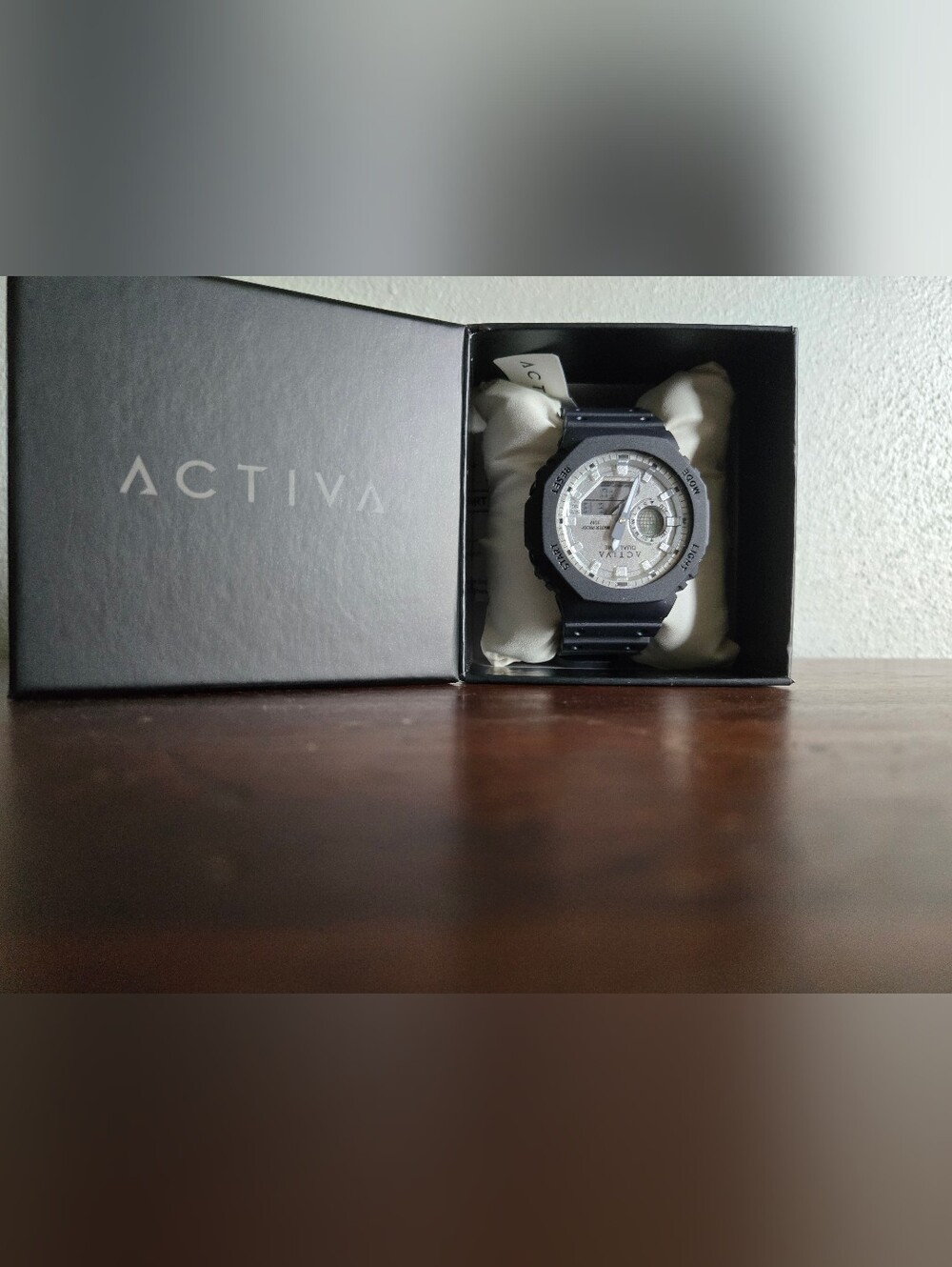 Activa Dual Analog Digital Sport Watch Black Silver 165FT Water Resistant w/ Box